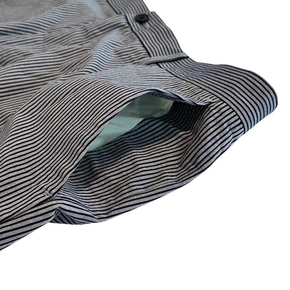 Banana Republic Aiden Chino Shorts Mens 38 Navy Blue Gray Striped Cotton‎ Casual